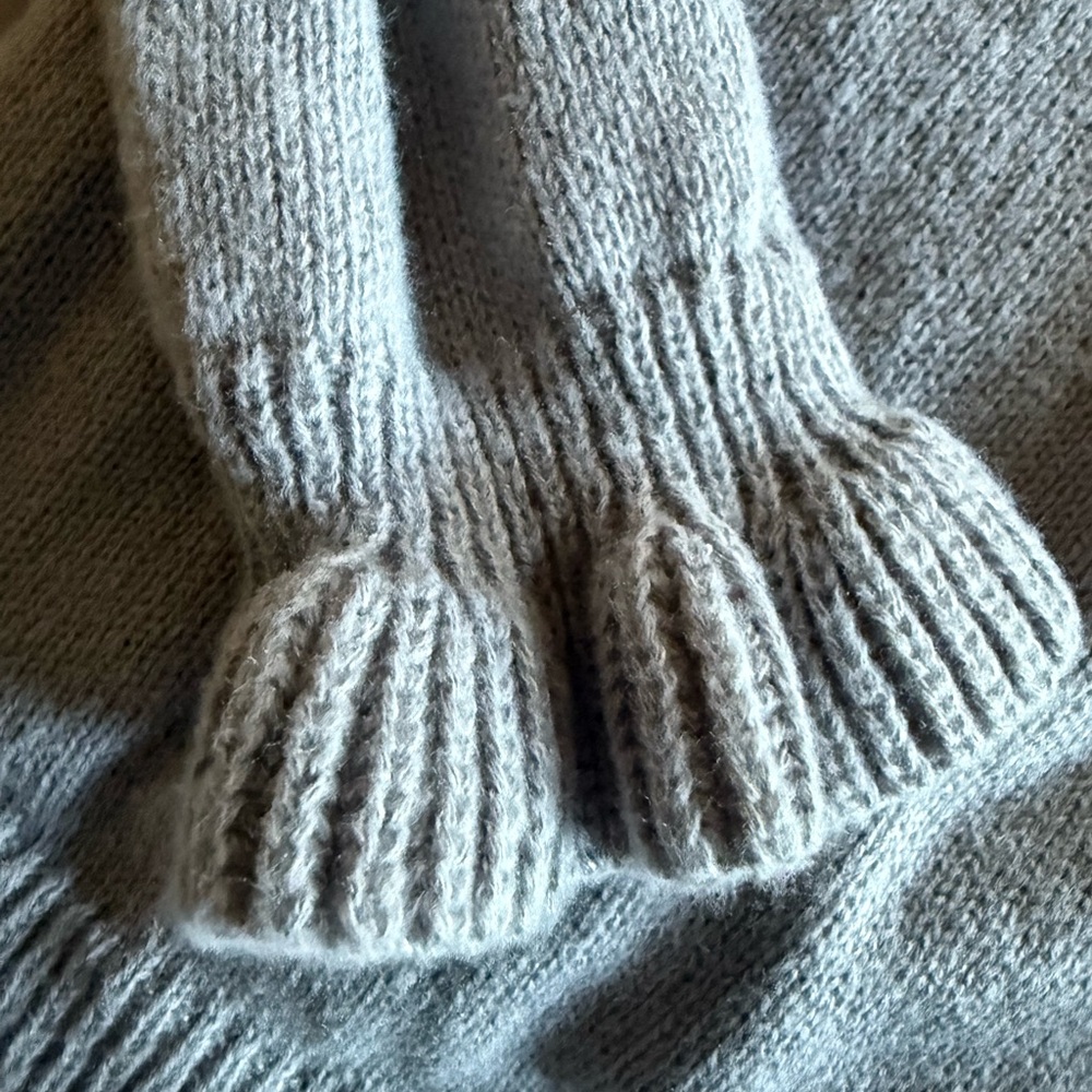 Gray Ruffled Button-Up Sweater - Picture 3 of 5